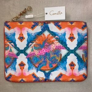 Stunning tropical themed flamingo clutch bag by designer Camilla